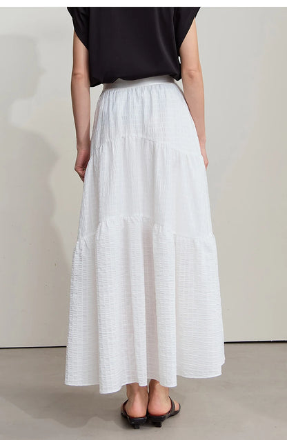 Minimalist Casual Halter Skirt Women 2025 Summer New Office Lady Solid Color Pockets Loose A line Cake Long Skirt 12542072