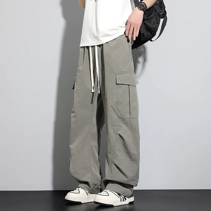 Big Size 8XL Men Casual Pants Elastic Waist Cargo Trouser Male Scimitar Banana Curved Plus Large Drawstring Fashion Straight 6XL