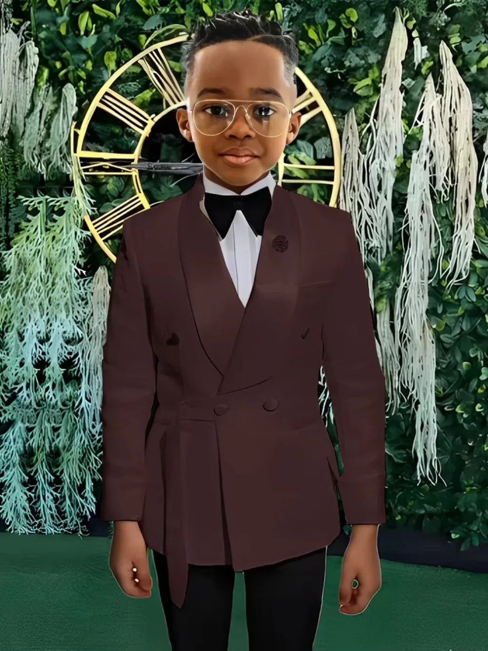 High Quality Boys Shawl Lapel Suits 2 PiecesJacket Pants For Stage Performance Double Breasted Kids Suit Set Wedding Guest Wear