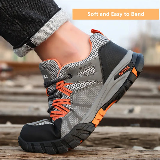 safety sneakers work man safety shoes Work shoes with steel toe anti puncture work  anti-slip boots indestructible shoes for men