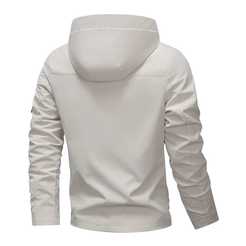 Waterproof Jacket Men Outdoor Softshell Zip Up Hooded Jacket Windbreaker Hiking Camping Coats Lightweight Spring Autumn Coats