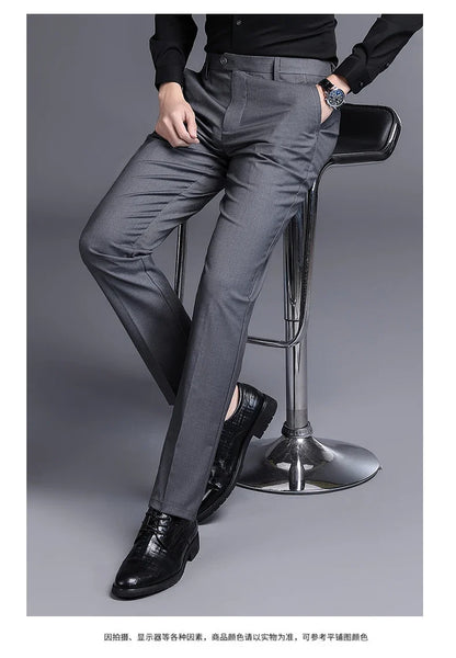 Top Grade New Brand Fashion Relax Fit Suit Pant Office Trousers For Men Dress Pants Business Straight Trousers Men's Clothing