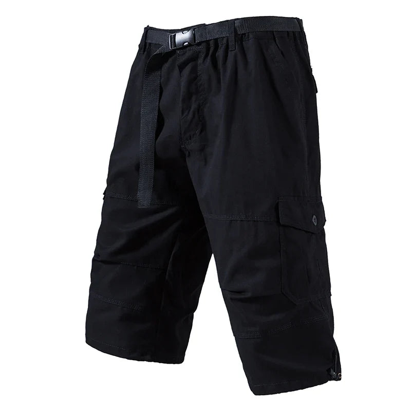 Mens Crop Pants Casual Cargo Shorts Zipper Pockets Light Weight Summer Cool Breathable Short Pants 3/4 Sweatpants