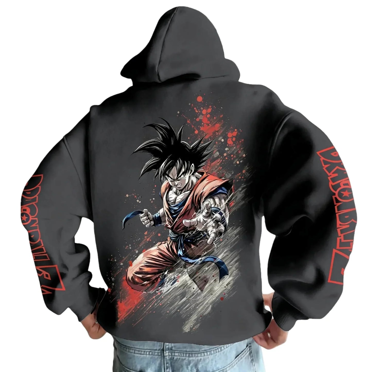 2026 Dragon Ball Retro Anime Hoodie, Son Goku Print Men's Pure Cotton Hoodie, Casual Loose Sports Daily Version Y2K Style