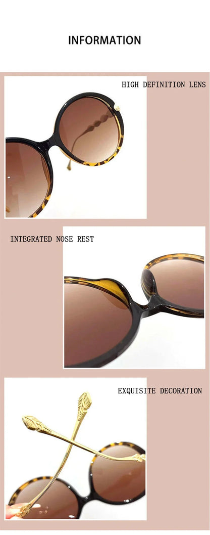 Round Sunglasses Women 2023 Oversized Luxury Fashion Glasses  Vintage Shades Retro Lunette De Soleil Femme Gafas De Sol Mujer