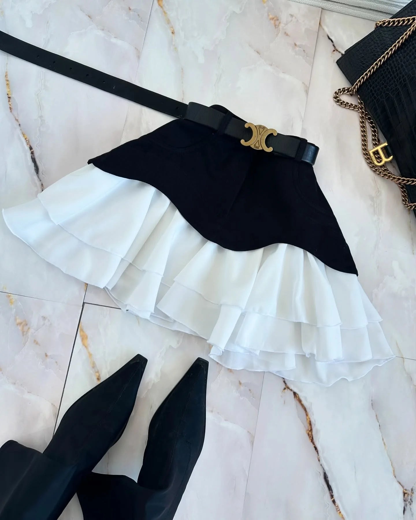 Denim Cake Skirt Women A Line Short Skirts High Waist Ruffles Elegant Splice Y2k Streetwear Party Pleated Slim Fit 2025 Spring