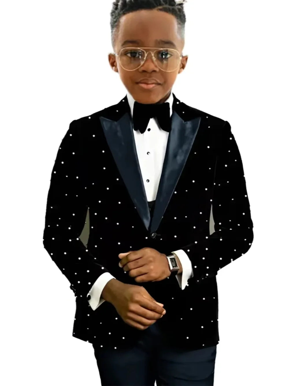 Boys Luxury Beaded Suits 2 Pieces Jacket Pants Wedding Ring Bearer Outfit Formal Handsome Kids Suit Set Host Costumes 2-20T