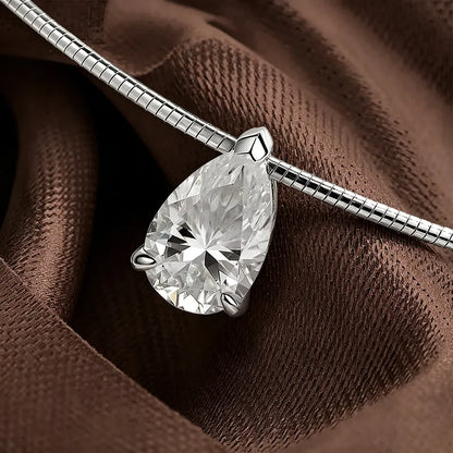 3/4/5Carat Pear Cut  Moissanite Omega Necklace For Women S925 Silver Waterdrop Solitaire Diamond Collar Necklace GRA Certificate