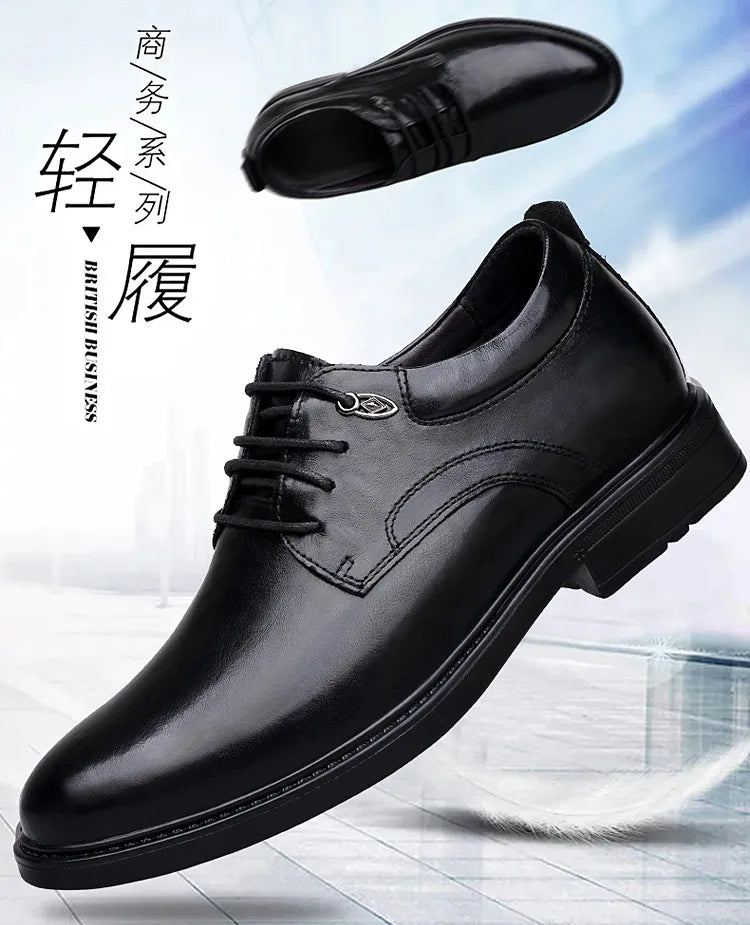 Leather Casual Elevator Shoes for Men 10cm Invisible Height Increase Casual Sneakers Business Formal Shoes