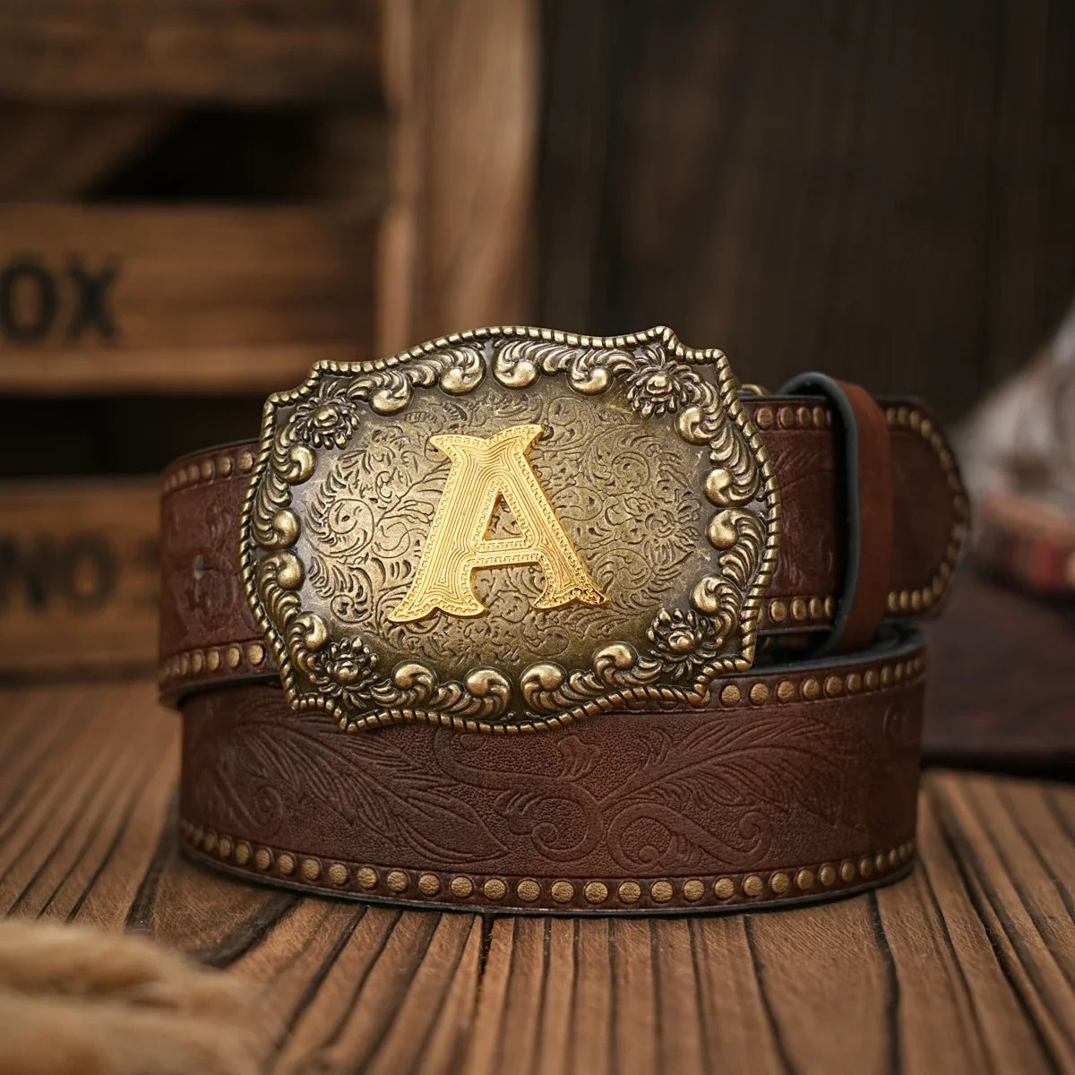 Vintage style PU Leather Western Denim Belt Classic Letter buckle - 3.8 cm wide, durable and stylish for men and women - perfect