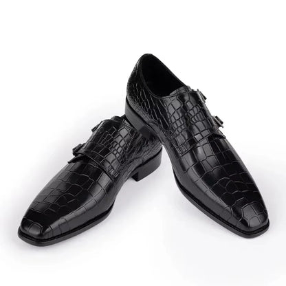 Men's Genuine Leather Dress Loafers Handmade Double Buckle Monk Slip-On Shoes for Party & Formal Wear Fashion& Men's Footwear