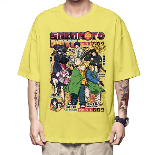 2025 New Design Anime T-shirts Sakamoto Days Short Sleeve Retro Tops Tees Streetwear Men Clothing Sakamoto Days Summer T-shirt