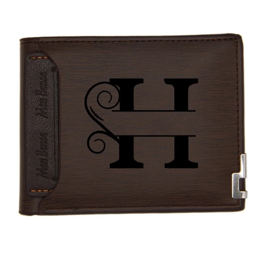 Personalized Wallet for Men Custom Wallets for Men Engraved Letter Name Leather Wallet Bifold Custom Gifts for Dad/Husband
