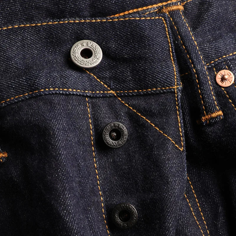 Washed Slim Fitting Pants Sanforized Raw Denim Jeans 12oz