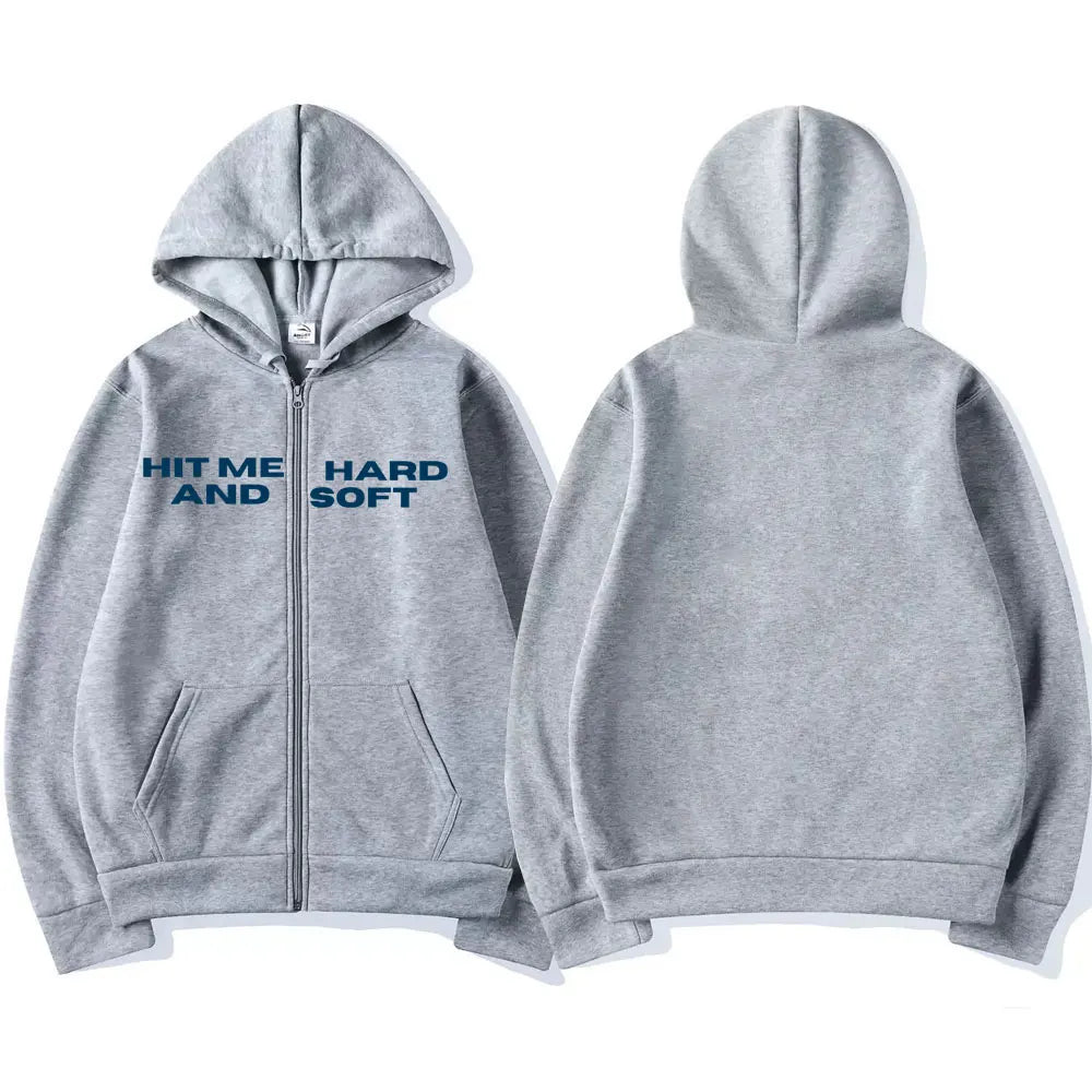 Hit Me Hard and Soft 2025 Tour Zipper Hoodies Men Women Harajuku Pullovers Fashion Hip Hop Zip Up Sweatshirts Jackets Fans Gift