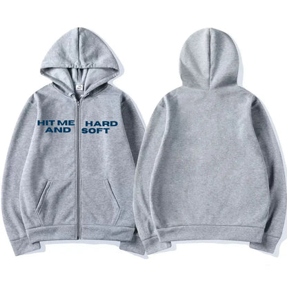 Hit Me Hard and Soft 2025 Tour Zipper Hoodies Men Women Harajuku Pullovers Fashion Hip Hop Zip Up Sweatshirts Jackets Fans Gift
