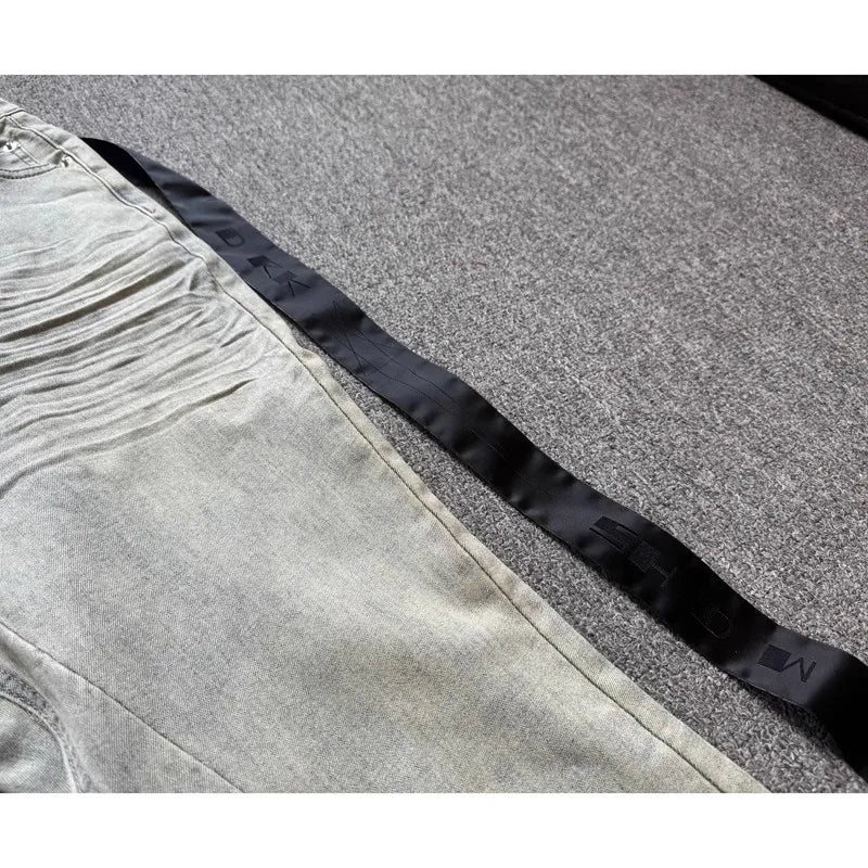 Brand New Rick Washed Blue Zipper Pocket Fit Slim Fit PANT Jeans Cotton Denim Pants Comfort Casual Jeans Size S M L XL #B4
