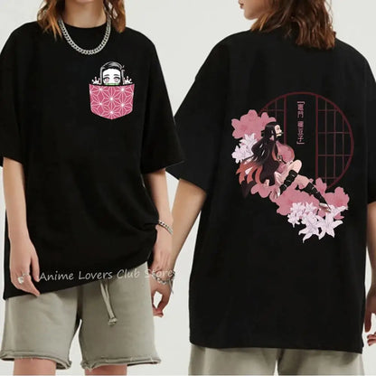 Japanese Anime Demon Slayer Graphic Print T Shirt Fashion Casual Crew Neck Short Sleeve Plus Size T Shirt Women