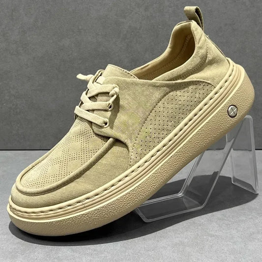Lightweight Thick Bottom Casual Shoes Easy to Wear Slip on Lazy Person Cowhide Leather Shoes Breathable Rubber Sole