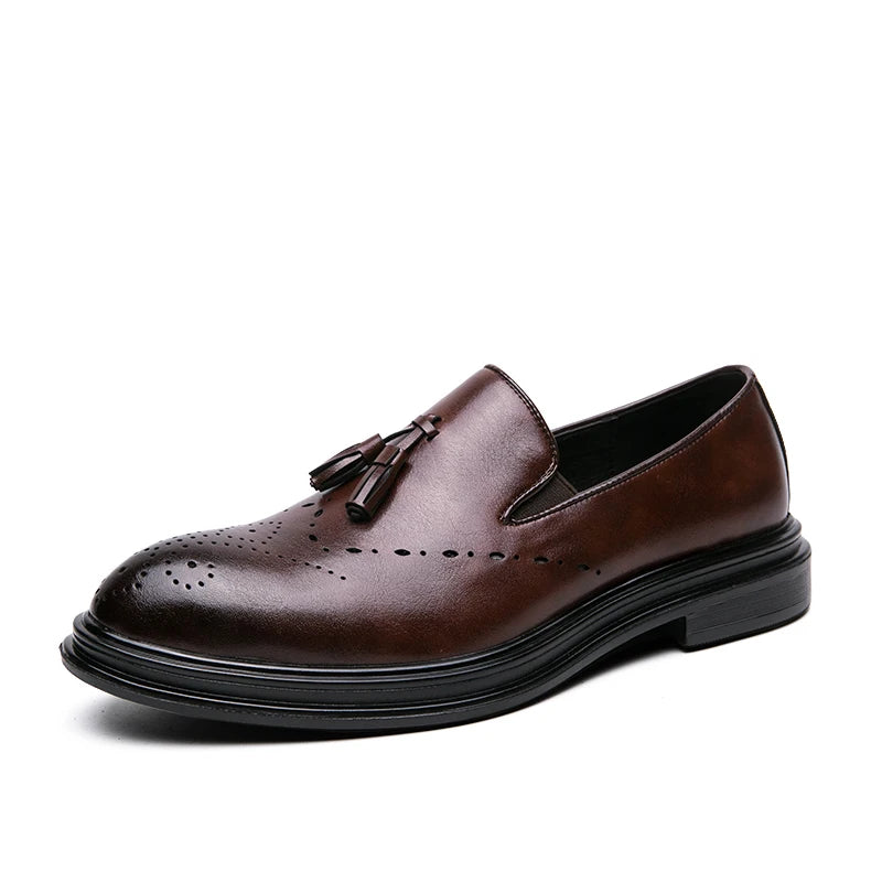 Brand Mens Leather Office Flats Wedding Banquet Luxury Loafers Comfortable Designer Oxfords Business Formal Korean Shoes for Men