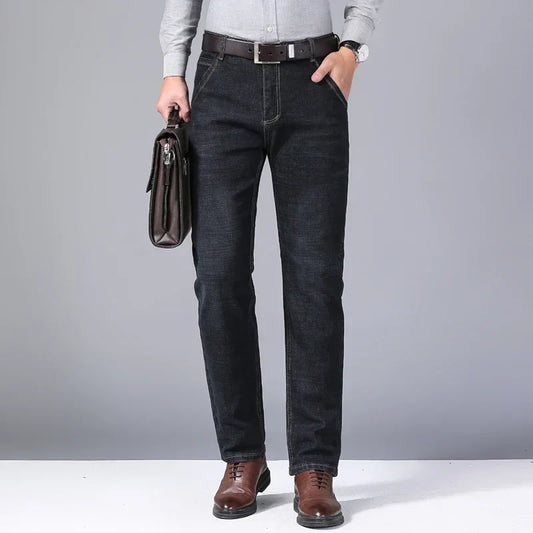 Brand 2026 New Men's Slim Elastic Jeans Fashion Business Classic Style Denim Pants Trousers Male