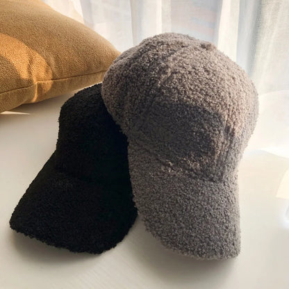 Cap for Women Winter Warm Baseball Cap Women Artificial Lamb Wool Hats  Plush Baseball Caps Autumn Baseball Cap