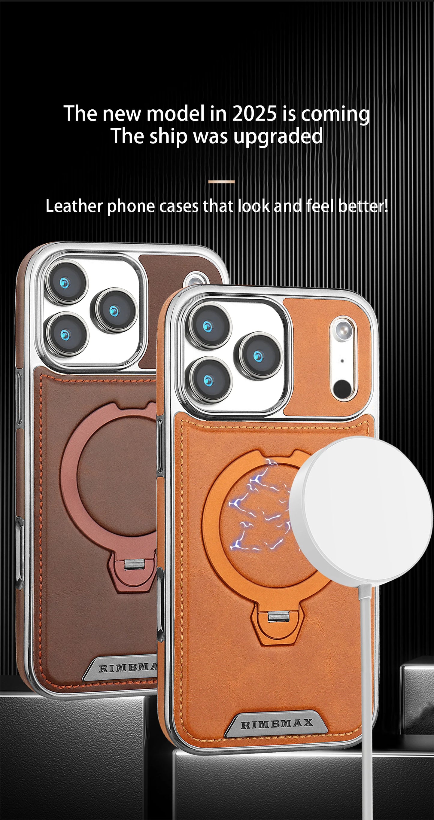 Magnetic Rotat Bracket Luxury Leather Phone Case,For iPhone 11 12 13 14 15 16 17 Pro Max Plus Wireless Charging Shockproof Cover