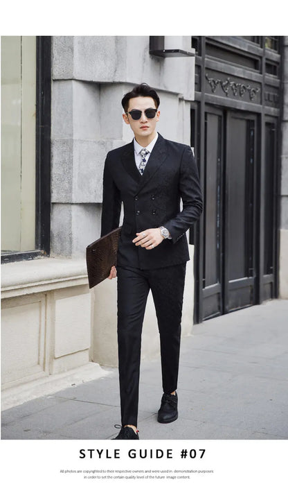 27 Colors ( Blazer + Vest + Pants ) Boutique Fashion Plaid Formal Office Business Mens Suit Three Pieces Groom's Wedding Dress