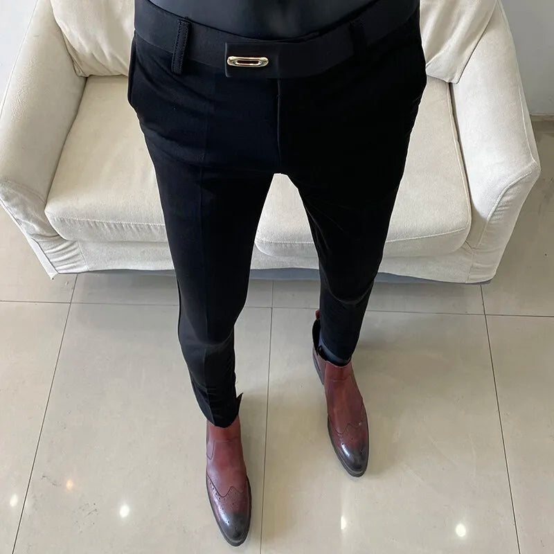 High Quality Men's Suit Pants 2025 Spring New Men Formal Business Office Social Dress Pants Slim Fit Casual Wedding Trousers