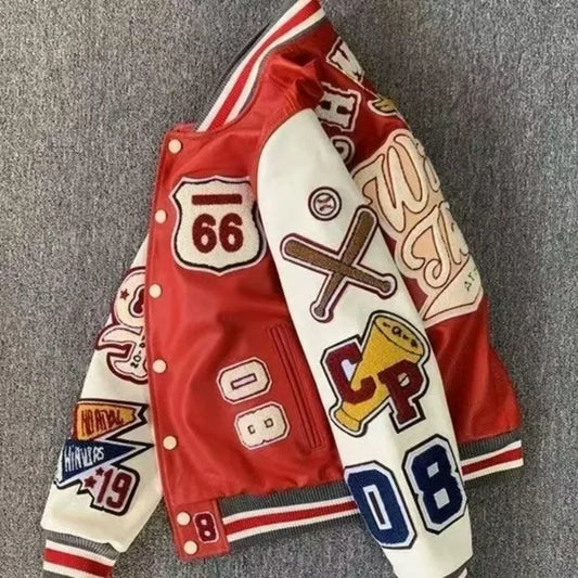 Streetwear Men Bomber Varsity Jackets Embroidery Pu Leather Jacket Baseball Motorcycle Coat Outerwear Winter Men Clothing Unisex