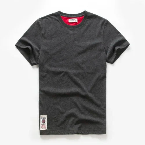 Men's T-Shirt Summer Cotton Solid T-Shirt Men's Short Sleeve Tee Fancy Yarns High Quality Classical Tops T Shirts Color Wine Blu