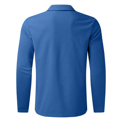 2024 men's new waffle long-sleeved lapel zipper cardigan casual sports suit