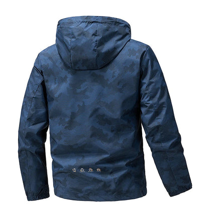 Softshell Outdoor Jacket Men Zip Up Hooded Waterproof Jacket Hiking Camping Windbreaker Lightweight Spring Autumn Coats