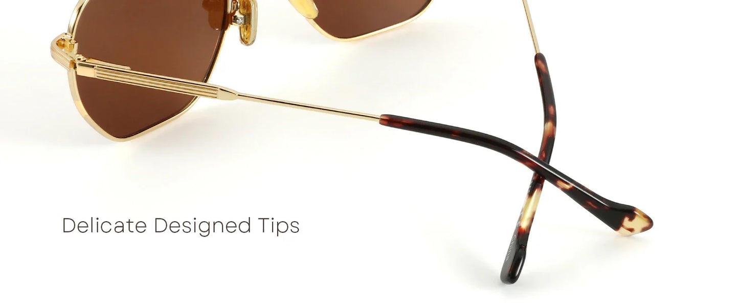 Hexagon Polarized Retro Sunglasses for Men Women-Vintage Metal Frame Design UV Protection Trendy Fashion Shades