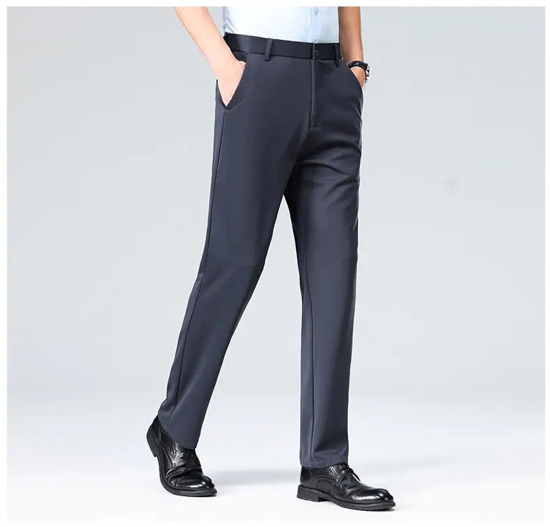 Men's Stretchy Casual Pants Business Suit Pants Spring Summer Breathable Dress Pants Full Length Homme Work Trousers