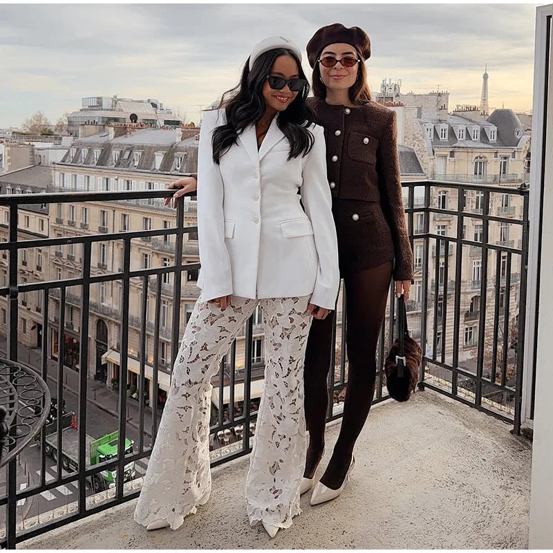 Casual Single-breasted Suit Jackets 2026 Spring New Female Elegant Lapel Full Sleeve Blazers Coat Women's Waist-cinching Outwear