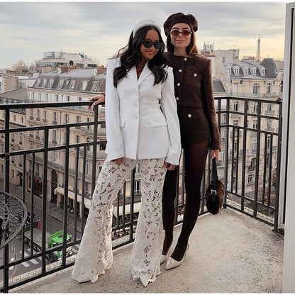 Casual Single-breasted Suit Jackets 2026 Spring New Female Elegant Lapel Full Sleeve Blazers Coat Women's Waist-cinching Outwear