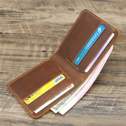 Men's Crazy Horse Leather Wallet, Genuine Leather Wallet, Card Bag, Simple Retro European and American Style, Mens Purse 2026