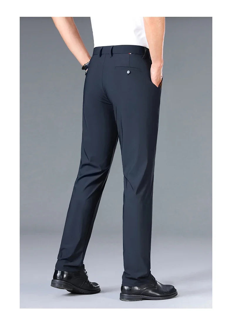 Brand Clothing 2026 Summer High Stretch Men's Casual Pants Quick Dry Business Straight Pants Thin Formal Suit Trousers Male 40