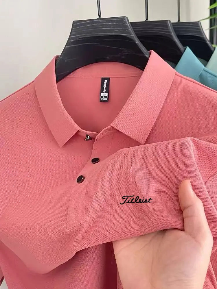 Men's Golf Outdoor Casual Polo Shirt T-Shirt Summer High-End Brand Cool and Breathable Fitness Sports Short Sleeve Top
