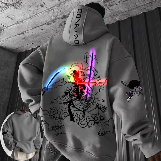 ONE PIECE Men's Hoodie Sweater Roronoa Zoro Japan Anime Summer Autumn Boys Children's Long Sleeve Trend Parent-Child Clothing