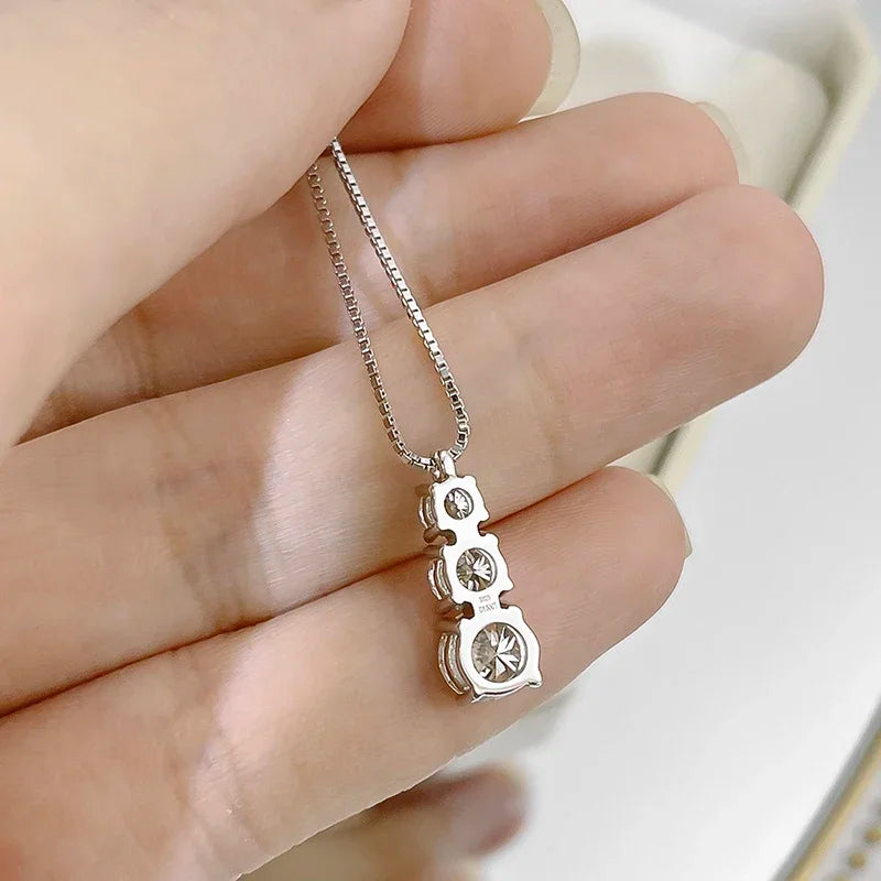D VVS1 Moissanite Pendant Necklace for Woman 925 Sterling Silver Plated 18k White Gold Wedding Necklace with GRA Fine Jewelry
