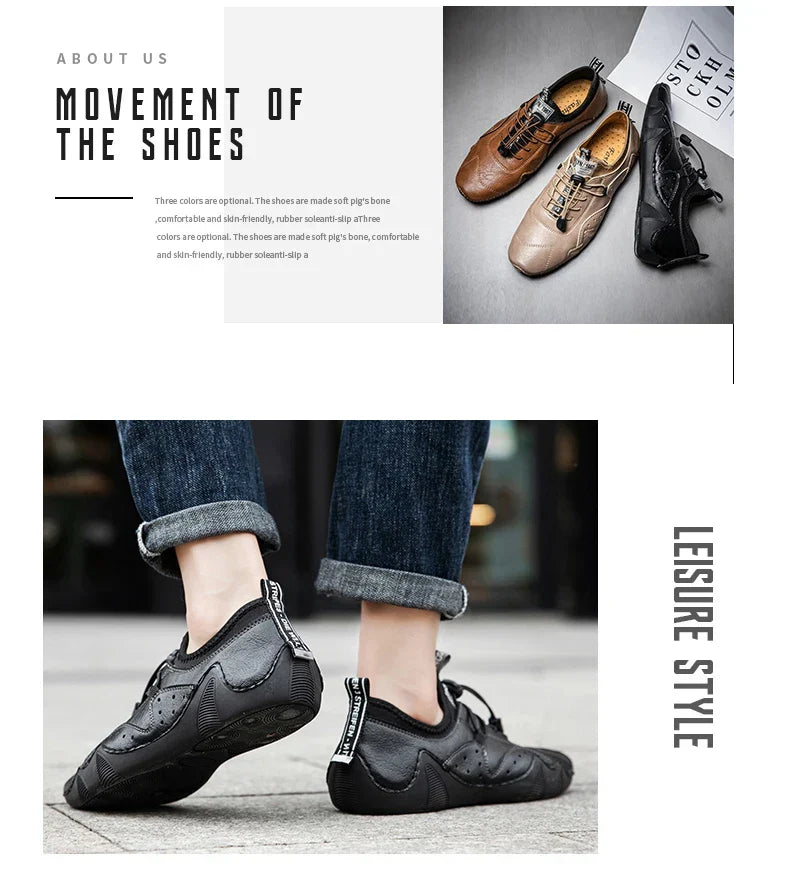 Leather Casual Sneakers for Men Driving Shoes 2024 New Fashion In Waterproof Men Doug Luxury Dress Loafers Shoes Footwear ﻿