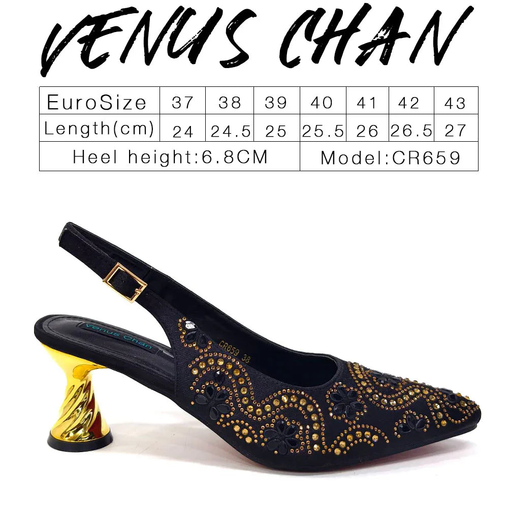 2024 Elegant Rhinestone Pointed-Toe Pumps With Matching Bag Set Large Capacity Bag for Women's Party High Heels