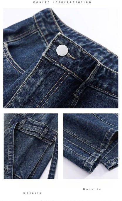 Autumn New Men's Loose Jeans Multi-pocket Work-wearing Jeans Street Hip-hop Straight Wide-leg Pants Baggy Dance Pants