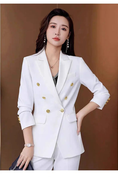 New Advanced Design Women's Suit Jacket Korean Style Spring Autumn Professional White Collar Small Western Clothes