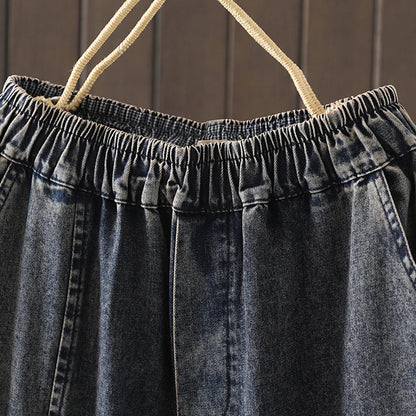Fashion Y2K Women's Jeans plus Size Elastic Waist patch embroidery print Harem Pants Autumn Vintage Loose Ripped Denim Pants