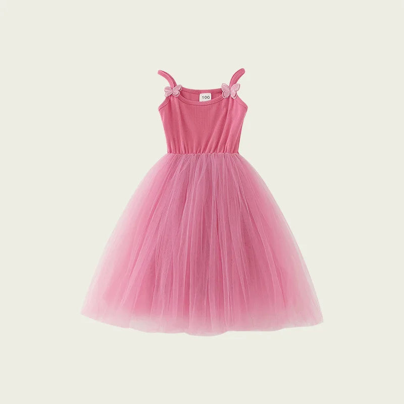 2026 Summer Baby Girls Kids Cute Tutu Sling Dress Sleeveless Tulle Birthday Party Vestido Ballet Princess Dress Children Clothes