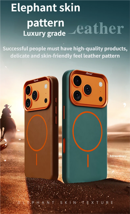 High-End Elephant Leather Texture Magnetic Phone Case for IPhone 17 Pro Max Air for Magsafe Wireless Charging Full Protect Cover