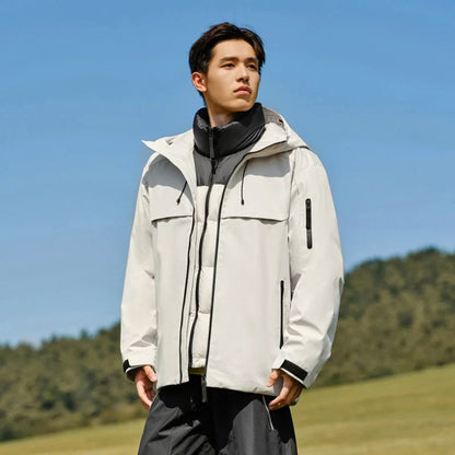 Down Jacket Men Three-in-One Two-Piece Set 2024 New Winter Four-Proof Outerwear Down Jacket